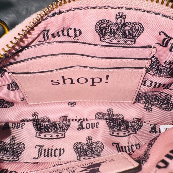 Official Heritage Juicy Couture Wristlet turn Clutch with Gold Heart Charms - Picture 5 of 9